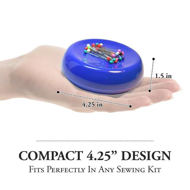 Alt view image 5 of 7 - Magnetic Sewing Pincushion with 50 Plastic Head Pins Magnet Pin Organizer for Quilting, Embroidery, Needles, Bobby Pins, & Craft Storage, Blue