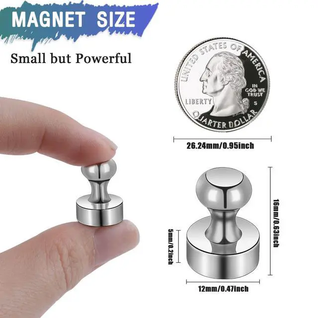 Alt view image 2 of 6 - 22Packs Neodymium Fridge Magnets, Strong Magnets for Whiteboard, Push Pin Magnet, Small Strong Neodymium Refrigerator Magnet for Office, Kitchen, Adults, Home