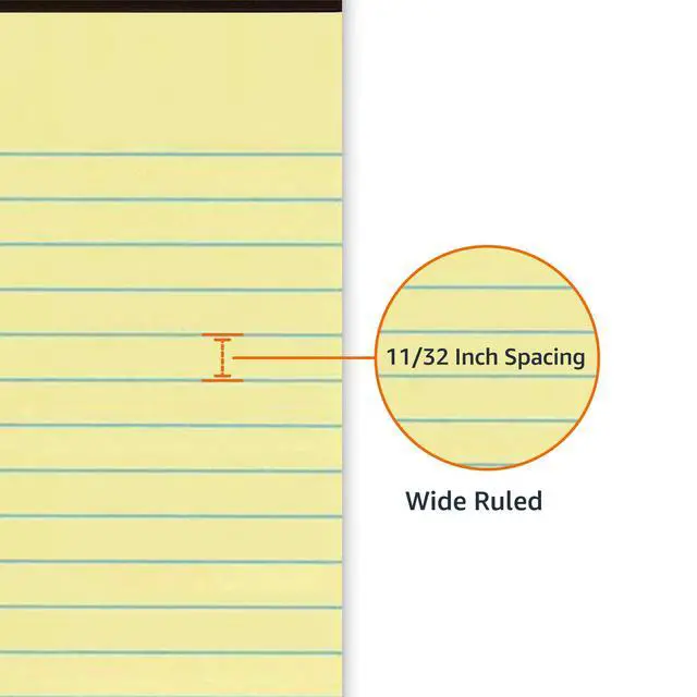 Alt view image 3 of 5 - Wide Ruled Lined Writing Pads, 8.5" x 11.75", Canary, 12-Pack of 50 Perforated Sheets, Sturdy Backing