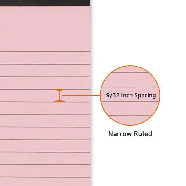 Alt view image 3 of 5 - Narrow Ruled Writing Pads, Perforated, 5" x 8", Multicolor, 6-Pack of 50 Sheets