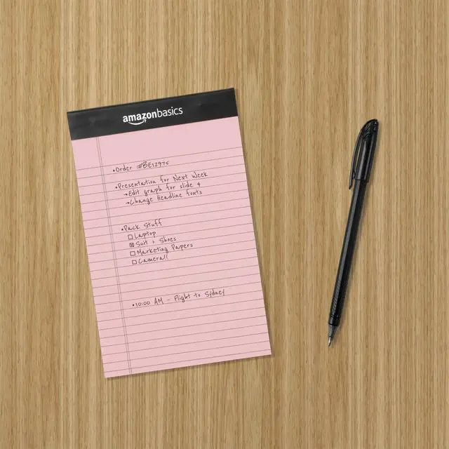 Alt view image 5 of 5 - Narrow Ruled Writing Pads, Perforated, 5" x 8", Multicolor, 6-Pack of 50 Sheets