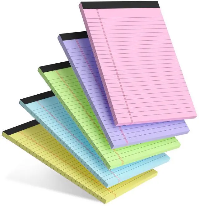 Main image of 5pcs Colored Note Pads 5x8 College Ruled Small Legal Pads Paper Notepads 5 Pack Study Back Writing Pads 5 x 8 Paper Pads Perforated Narrow Ruled Pads of Paper 30 Sheets/Pack
