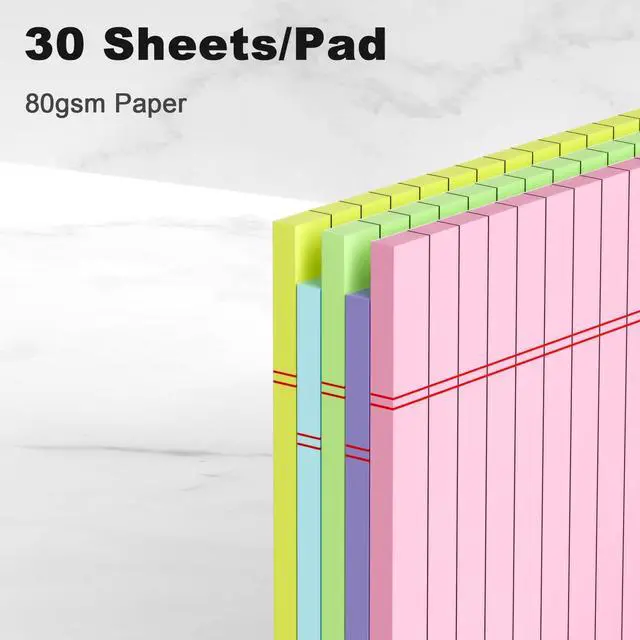 Alt view image 3 of 7 - 5pcs Colored Note Pads 5x8 College Ruled Small Legal Pads Paper Notepads 5 Pack Study Back Writing Pads 5 x 8 Paper Pads Perforated Narrow Ruled Pads of Paper 30 Sheets/Pack