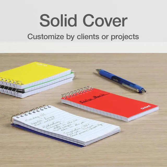 Alt view image 5 of 7 - Spiral Memo Pads, Top Wire Bound, 3 x 5 Inch Pocket Notepad, College Ruled, Assorted Primary Colors, 75 Sheets, 5 Pack (25091)