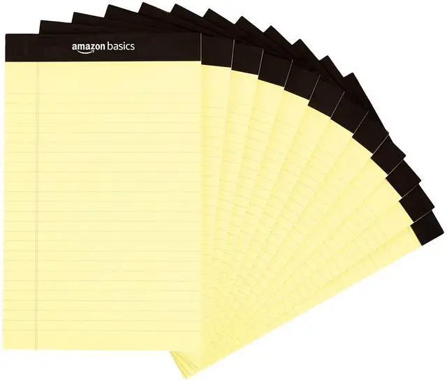 Main image of 50-Sheet Narrow Ruled Lined Writing Note Pad, 5" x 8", 12-Pack, Canary, Perforated