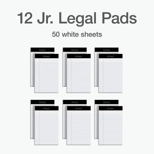 Alt view image 6 of 7 - Legal Pads, 12 Pack, Premium Note Pads, 50 Legal Ruled 5" x 8" Sheets, Bright White Paper with Firm Back, Small Portable Notepads