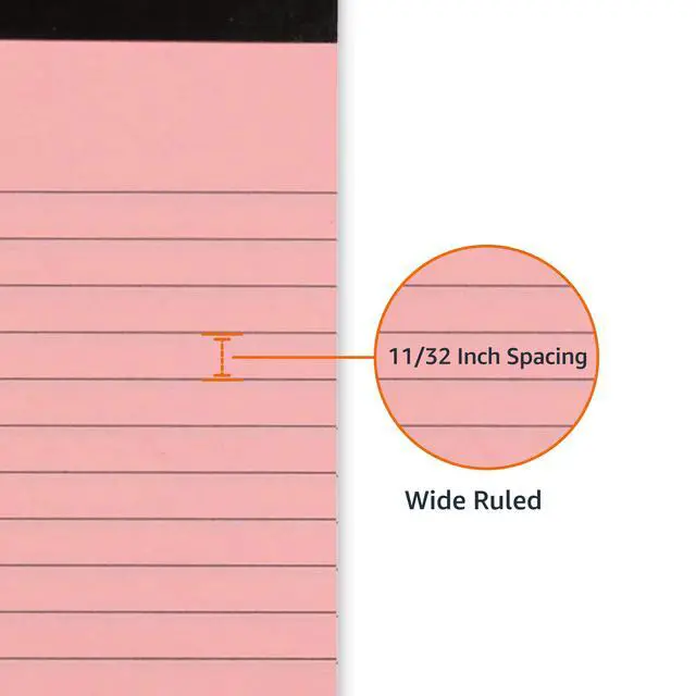 Alt view image 3 of 5 - Wide Ruled Lined Writing Note Pads with Sturdy Back, 8.5" x 11.75", Multicolor, 6-Pack, 300 Sheets, Perforated