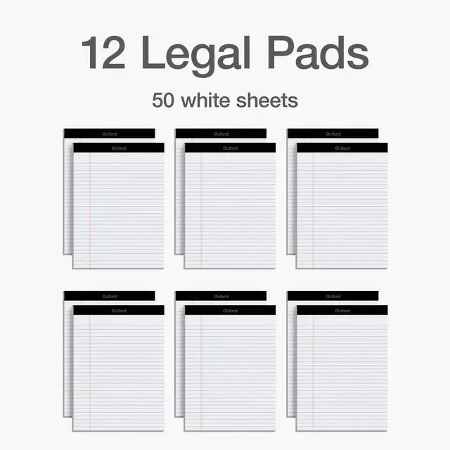 Alt view image 6 of 7 - 8.5 x 11 Inch Legal Pads, 12 Pack, Wide Ruled on Both Sides, White Lined Paper, 50 Perforated Sheets per Pad, Made in the USA (74030)