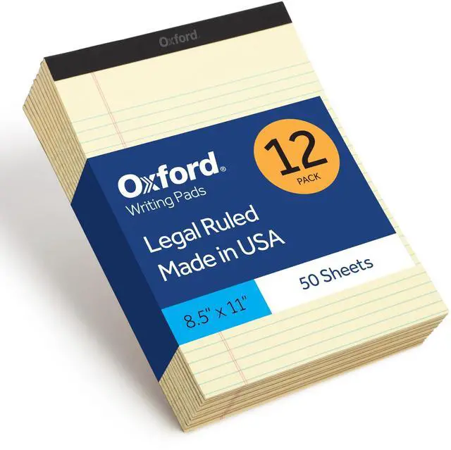 Main image of Premium Legal Pads, 12 Pack, Premium Note Pads, 50 Legal Rule 8.5" x 11" Sheets, Canary Yellow Paper with Firm Back, Professional Legal and Office Notepads