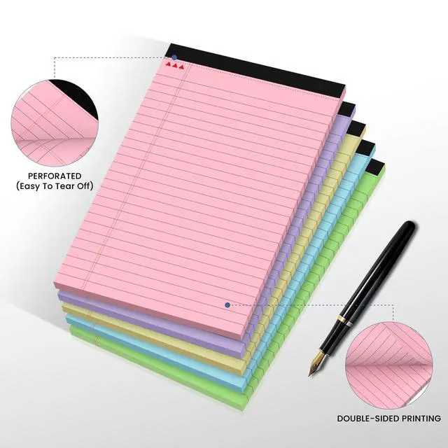 Alt view image 4 of 7 - 5pcs Note Pads, Small Legal Pad, Colored Notepads 5x8, Sturdy Back