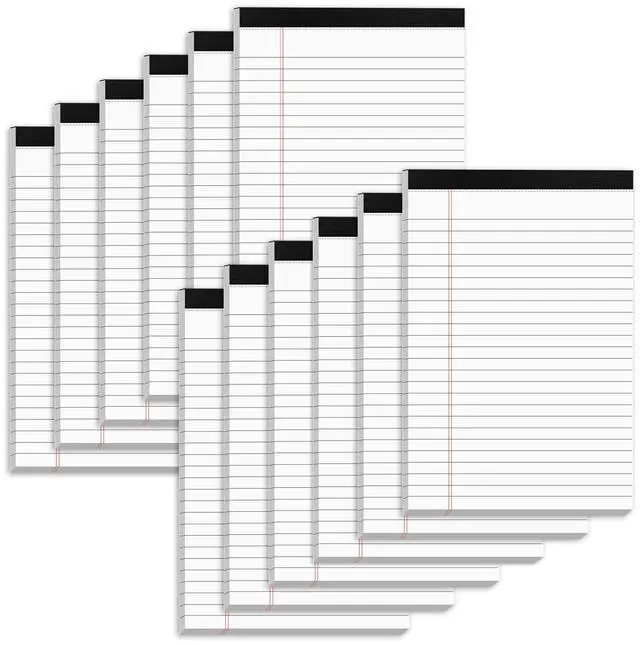Main image of 5" x 8" Note Pads 12 Pack of Legal Pads 30 Sheets Notepad College Ruled Small Writing Pads Perforated Pages Paper Pads 80GSM Heavyweight Paper Note Pads for Home, Office, or School