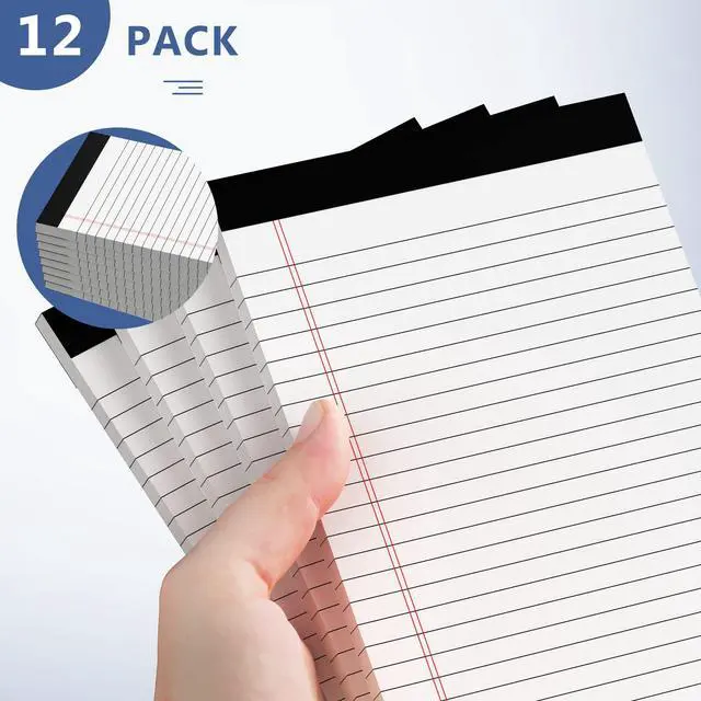 Alt view image 5 of 7 - 5" x 8" Note Pads 12 Pack of Legal Pads 30 Sheets Notepad College Ruled Small Writing Pads Perforated Pages Paper Pads 80GSM Heavyweight Paper Note Pads for Home, Office, or School