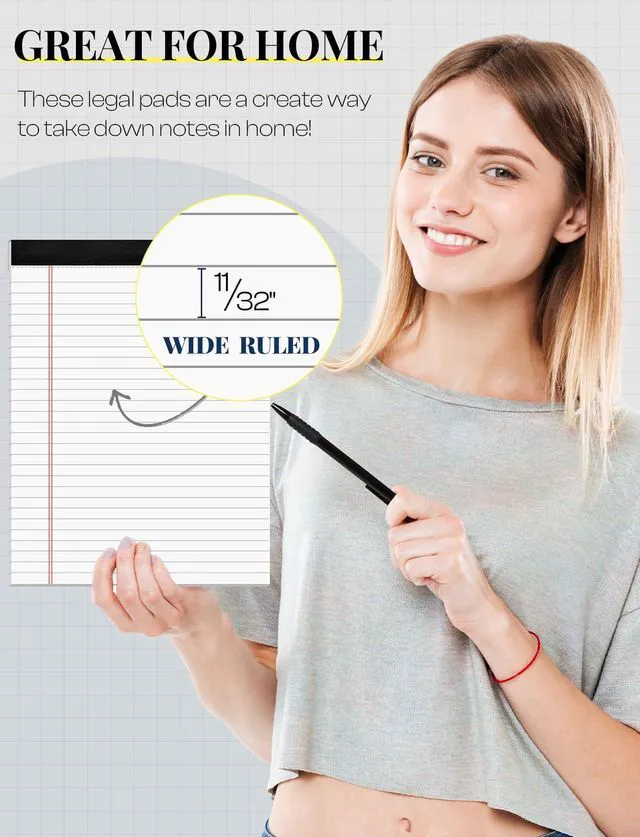 Alt view image 3 of 7 - 6 Pack 8.5 x 11 Legal Pads Paper Pads 8.5 x 11 White Note Pads for Work Lined Writing Pads Notebook White Legal Pads Wide Ruled Notepads 30 Sheets Per Writing Pad Legal Note Pad for Office Supplies