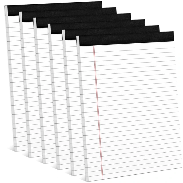 Main image of 6 Pack 8.5 x 11 Legal Pads Paper Pads 8.5 x 11 White Note Pads for Work Lined Writing Pads Notebook White Legal Pads Wide Ruled Notepads 30 Sheets Per Writing Pad Legal Note Pad for Office Supplies