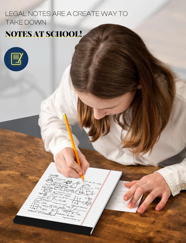 Alt view image 7 of 7 - 6 Pack 8.5 x 11 Legal Pads Paper Pads 8.5 x 11 White Note Pads for Work Lined Writing Pads Notebook White Legal Pads Wide Ruled Notepads 30 Sheets Per Writing Pad Legal Note Pad for Office Supplies