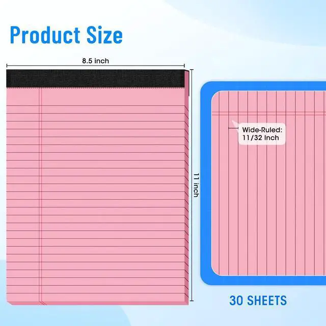 Alt view image 2 of 7 - 5pcs Legal Pads 8.5 x 11, Color Notepads 8.5 x 11 In, Perforate Wide Ruled