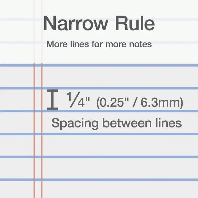 Alt view image 3 of 7 - 5 x 8 Inch Legal Pads, 3 Pack, Narrow Ruled on Both Sides, White Lined Paper, 50 Perforated Sheets Per Writing Pad, Proudly Made in the USA (1017034)