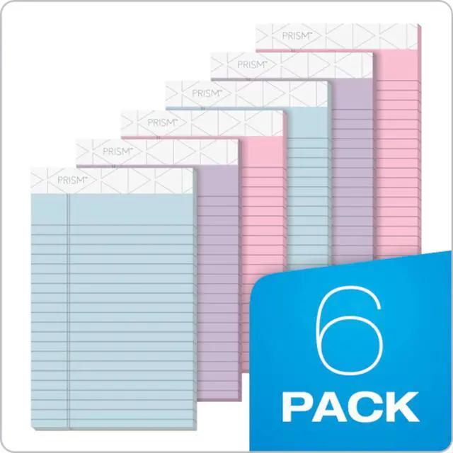 Alt view image 7 of 7 - 5 x 8 Legal Pads, 6 Pack, Prism Brand, 2 Pink/2 Blue/2 Purple, Narrow Ruled, 50 Sheets Per Writing Pad, Made in USA (63016)