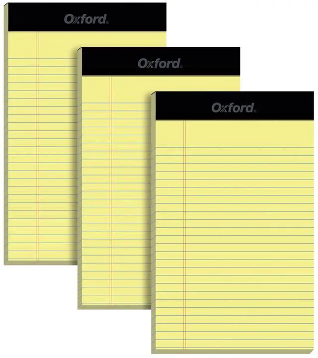 Main image of 5 x 8 Inch Legal Pads, 3 Pack, Narrow Ruled on Both Sides, Canary Yellow Paper, 50 Perforated Sheets Per Writing Pad, Proudly Made in the USA (1017033)