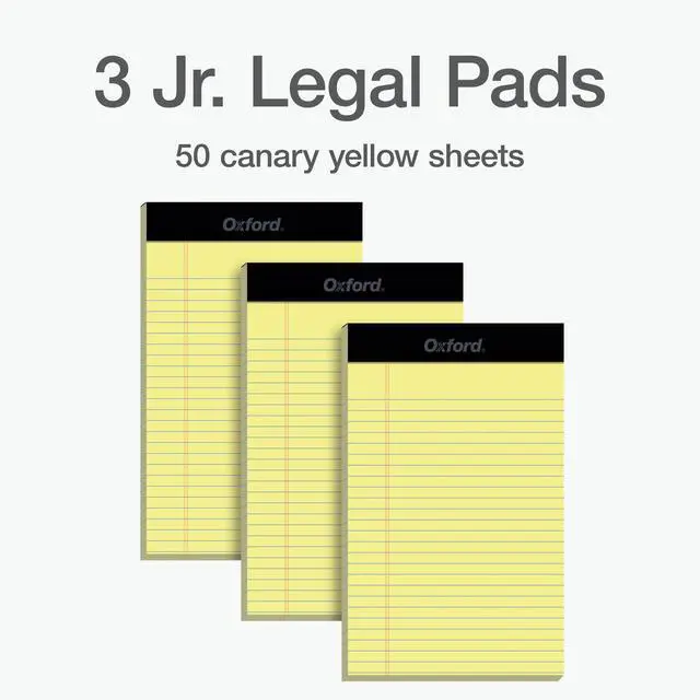 Alt view image 6 of 7 - 5 x 8 Inch Legal Pads, 3 Pack, Narrow Ruled on Both Sides, Canary Yellow Paper, 50 Perforated Sheets Per Writing Pad, Proudly Made in the USA (1017033)