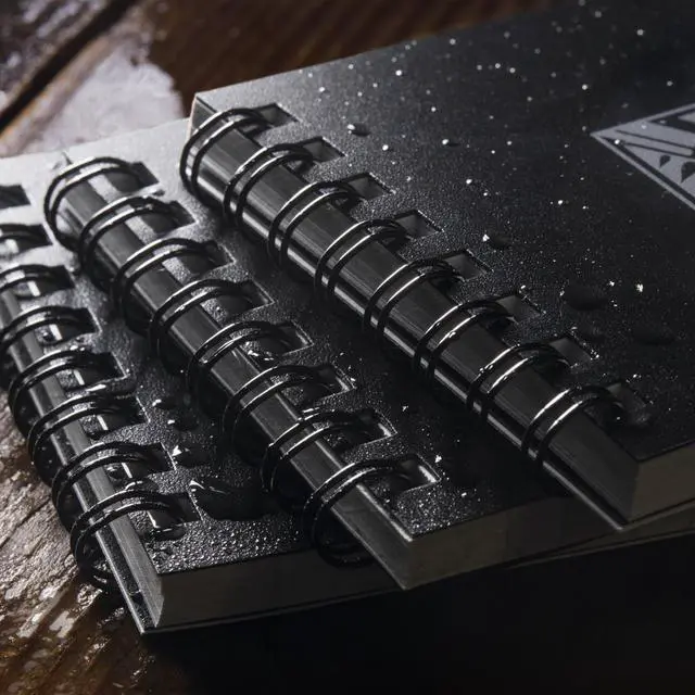 Alt view image 5 of 5 - Weatherproof Top Spiral Notebook, 3" x 5", Black Cover, Universal Pattern, 3 Pack (No. 735-3X)