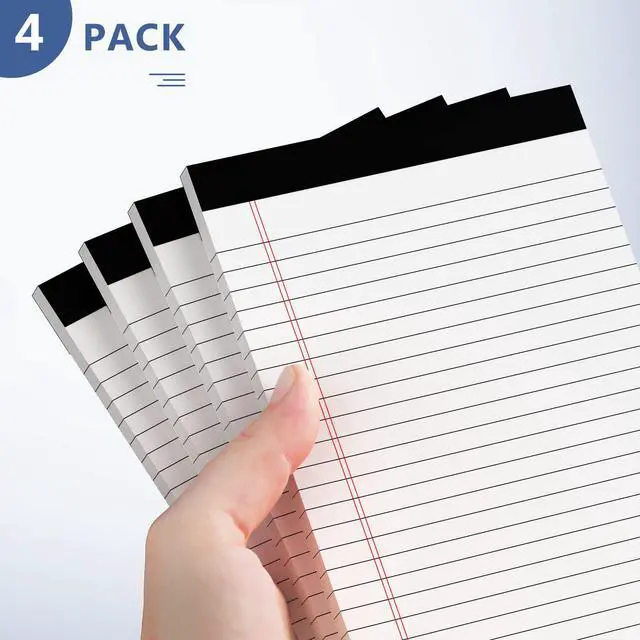 Alt view image 5 of 7 - 5" x 8" Note Pads 4 Pack of Legal Pads 21lb Notepad College Ruled Legal Pad 30 Sheets Perforated Small Writing Pads Double-Side Printed Pad of Paper for School, College, Office