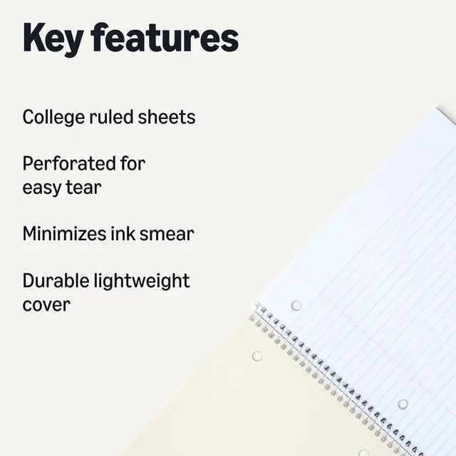 Alt view image 2 of 5 - College Ruled Spiral Notebook, For Work and School, 70 Sheets, 8" x 10.5", Assorted Solid Colors, 5 pack
