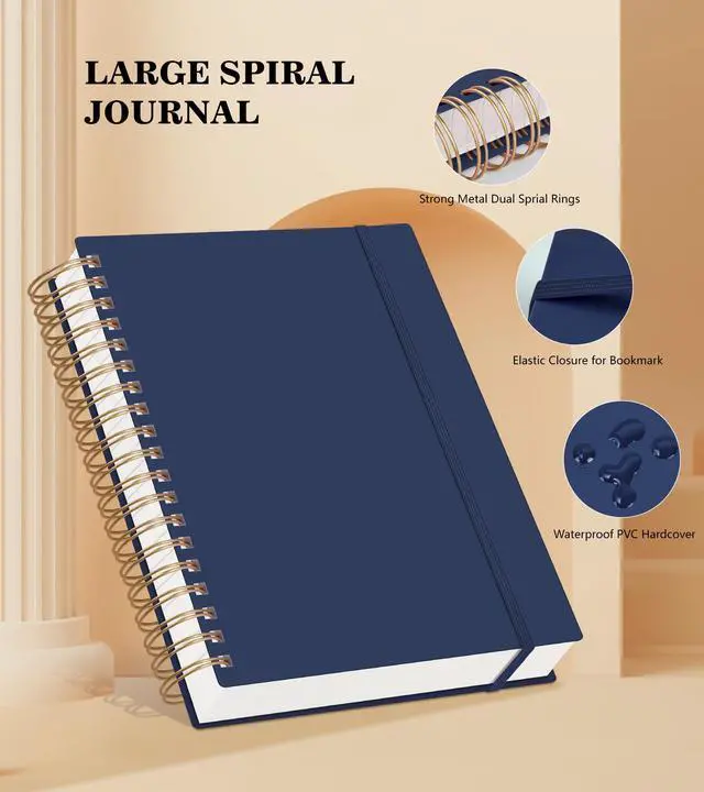 Alt view image 4 of 4 - Spiral Notebook Journal,360 Pages College Ruled Notebook, Lined Thick Journals for Women Men,A5 Thick Spiral Journal for Writing,100GSM Paper, Spiral Notebooks for Work School 5.5"x8.5" Blue