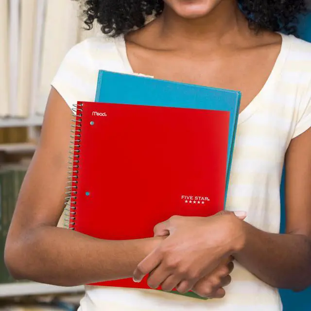 Alt view image 7 of 7 - Spiral Notebook + Study App, 5 Subject, College Ruled Paper, 8-1/2" x 11", 200 Sheets, Fights Ink Bleed, Water Resistant Cover, Fire Red (72077)