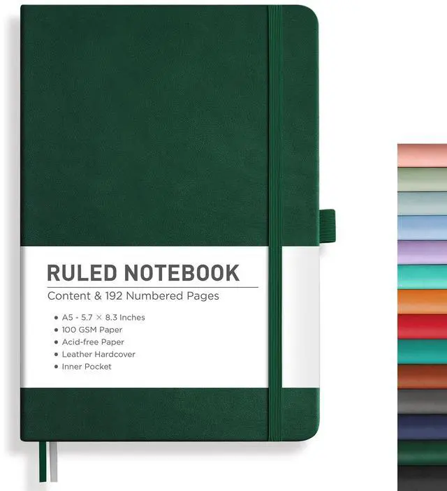 Main image of Lined Journal Notebook, 192 Numbered Pages, A5 Size (5.7'' x 8.3'')