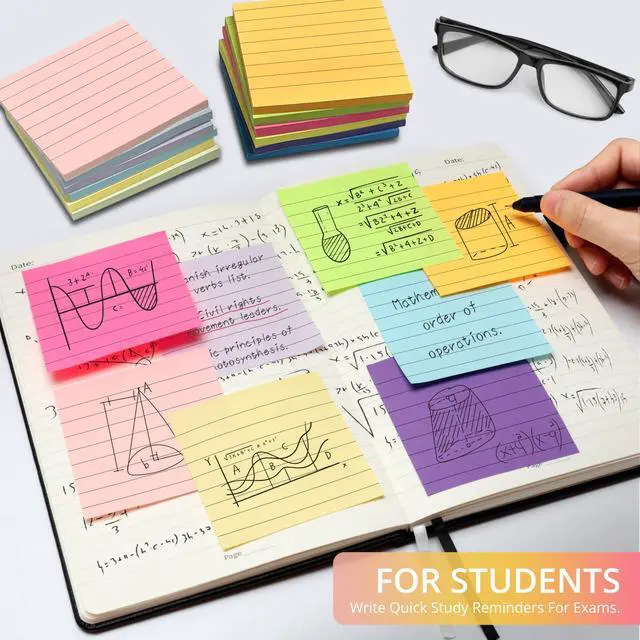Alt view image 6 of 7 - Lined Sticky Notes, 36 Pads, 3 x 3 Inches, 50 Sheets/Pad, Bright