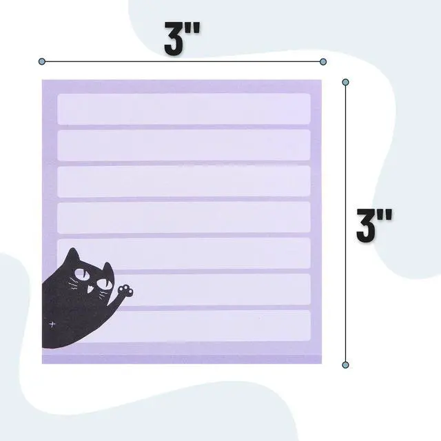 Alt view image 3 of 7 - Black Cat Sticky Notes Set, 3" x 3", 6 Pads, 480 Sheets | Black Cat Sticky Notes, Memo Pads, Self-Stick Note Pad for Office, School, Home, Study & Organization