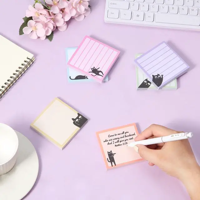 Alt view image 6 of 7 - Black Cat Sticky Notes Set, 3" x 3", 6 Pads, 480 Sheets | Black Cat Sticky Notes, Memo Pads, Self-Stick Note Pad for Office, School, Home, Study & Organization
