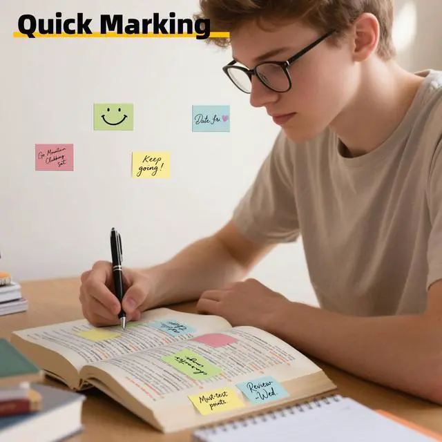 Alt view image 2 of 7 - 50 Pack Mini Sticky Notes 1.5x2 in, 5000 Sheets Small Self-Stick Note, 4 Colors Sticky Pad Bulk, Easy to Post for Office, School, Home