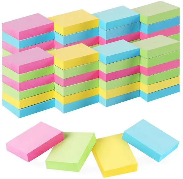Main image of 50 Pack Mini Sticky Notes 1.5x2 in, 5000 Sheets Small Self-Stick Note, 4 Colors Sticky Pad Bulk, Easy to Post for Office, School, Home