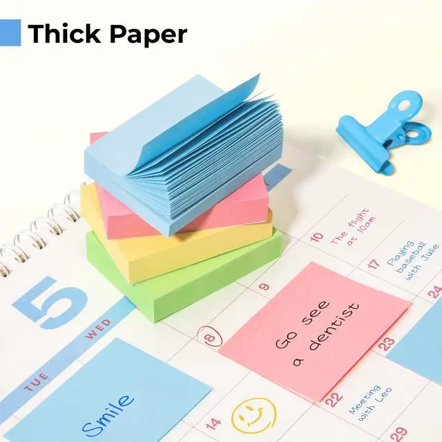 Alt view image 5 of 7 - 50 Pack Mini Sticky Notes 1.5x2 in, 5000 Sheets Small Self-Stick Note, 4 Colors Sticky Pad Bulk, Easy to Post for Office, School, Home