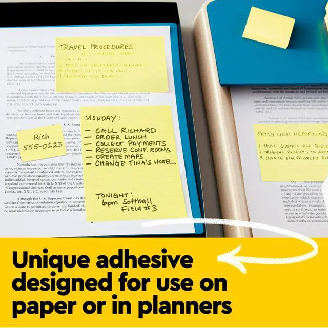Alt view image 4 of 7 - Notes, 3 in x 3 in, 4 Sticky Notes Pads, 50 Sheets per Pad, The Iconic Canary Yellow Note, School Supplies and Oce Products