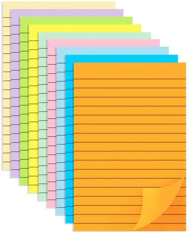 Main image of Lined Sticky Notes 4x6 in, Strong Adhesive Self Stick Note Pads