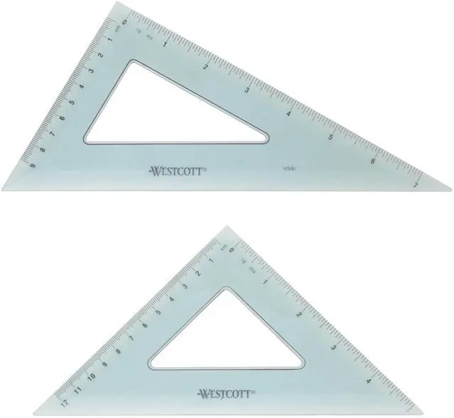 Main image of Triangular Scale Ruler Set, 30/60- and 45/90-Degrees, Back-to-School, School Supplies, Classroom Supplies, 2-Pack