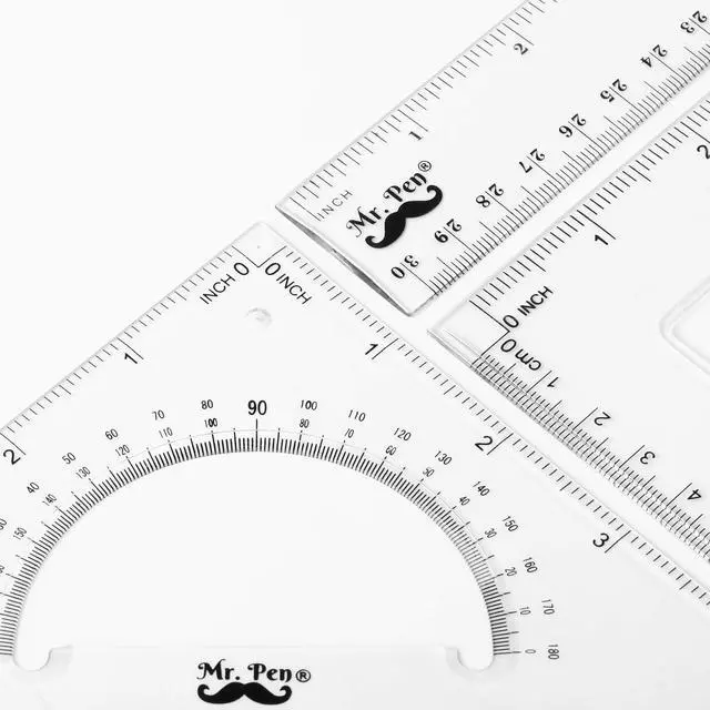 Alt view image 5 of 7 - Triangle Ruler, Protractor, Math Set - 3 Pack, Square Ruler