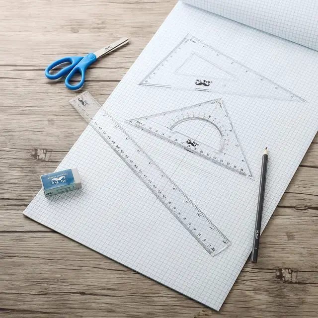 Alt view image 6 of 7 - Triangle Ruler, Protractor, Math Set - 3 Pack, Square Ruler