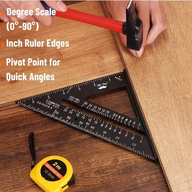 Alt view image 4 of 7 - Metal Square Ruler, 7 Inch, Aluminum Rafter Square
