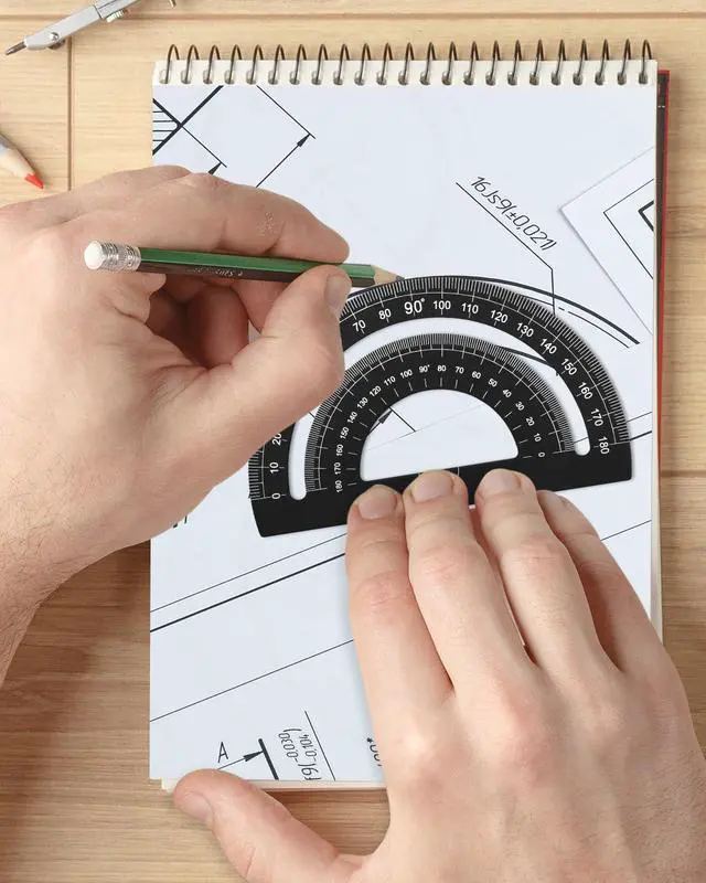 Alt view image 4 of 6 - Triangular Ruler Set, 4 Pieces Aluminum Alloy Ruler, Metal Drafting Ruler, Geometric Protractor for Students, Draftsmen, Engineers, School Office Supplies (Black)
