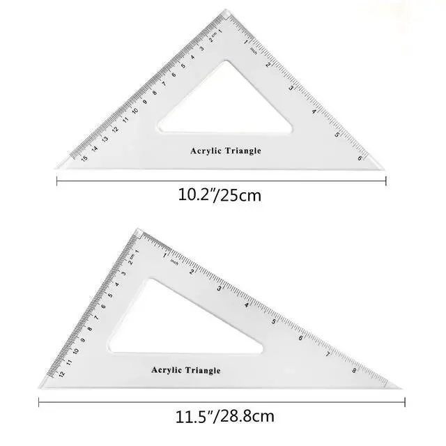 Alt view image 2 of 7 - Large Triangle Ruler Set Square, 30/60 and 45/90 Degrees, Triangle Hollow