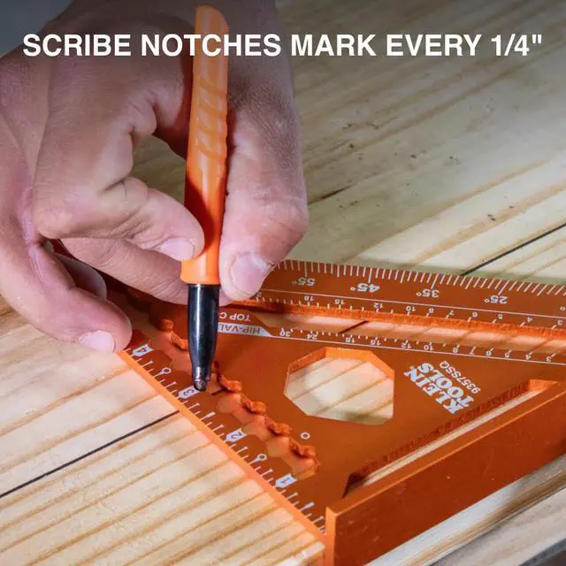 Alt view image 3 of 7 - 9357SSQ Rafter Square, 7-Inch, Double Laser Etched Aluminum, Multi-Functional, Carpenter Measuring Layout Tool, Triangle Ruler for Woodworking