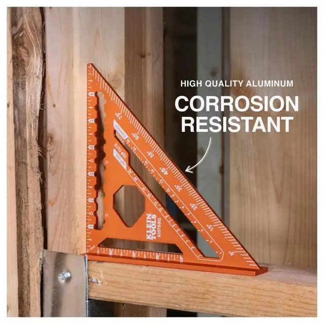 Alt view image 4 of 7 - 9357SSQ Rafter Square, 7-Inch, Double Laser Etched Aluminum, Multi-Functional, Carpenter Measuring Layout Tool, Triangle Ruler for Woodworking