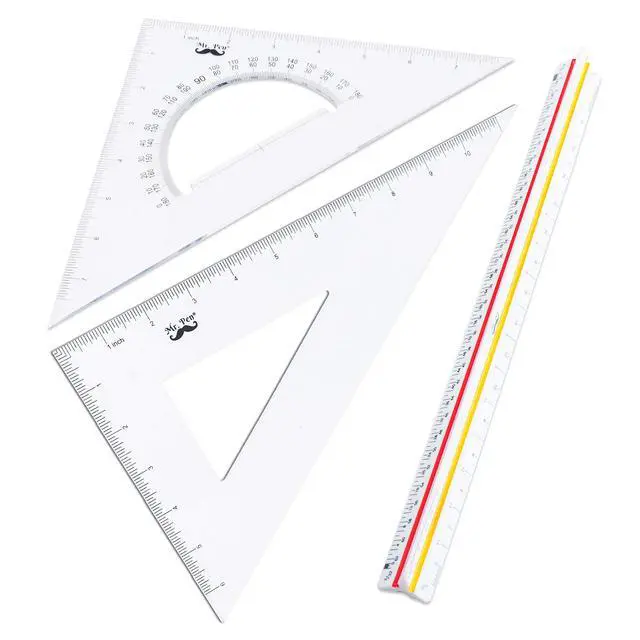 Alt view image 4 of 7 - Architectural Triangular Ruler Set with 12 Inch Triangular Scale