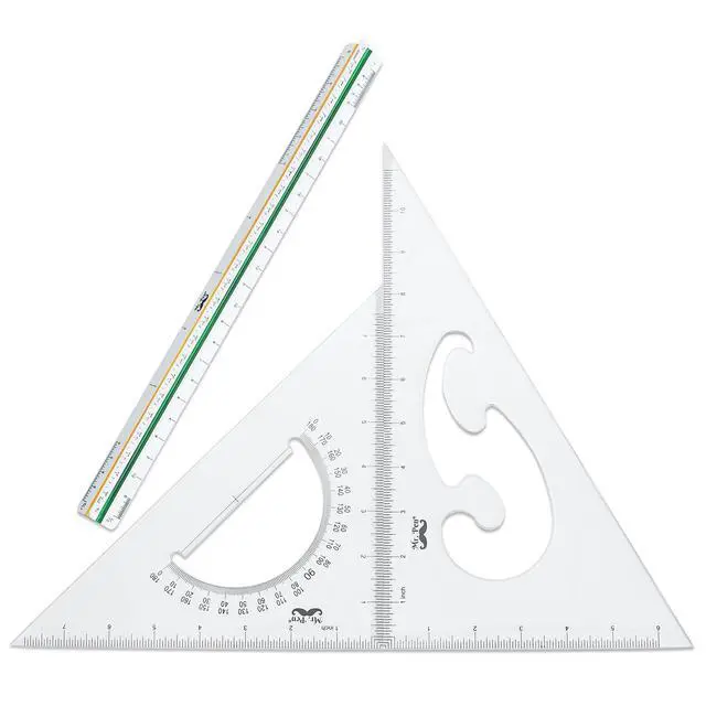 Alt view image 7 of 7 - Architectural Triangular Ruler Set with 12 Inch Triangular Scale