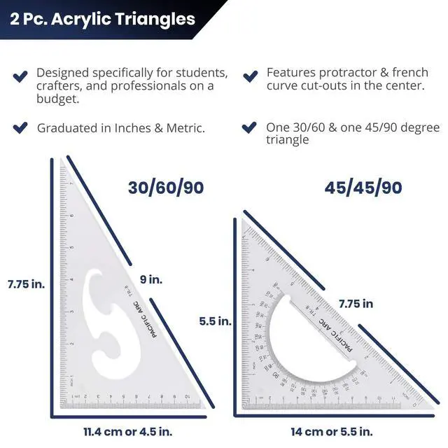 Alt view image 2 of 6 - Triangle Set 8 Inch 30/60 & 45/90