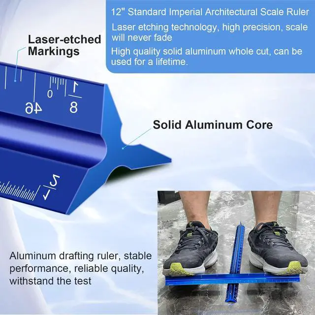 Alt view image 2 of 6 - Architectural Scale Ruler, Imperial Architect Scale, Engineer Scale Ruler